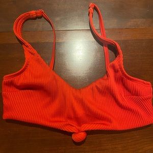 Red ribbed Hollister bikini top